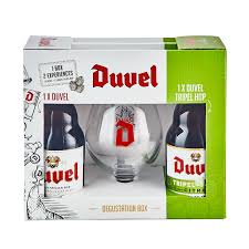 Duvel Gift Pack Duvel Beer  8.5% + Triple Hop 9.5% alc vol with Duvel Glass in gift pack